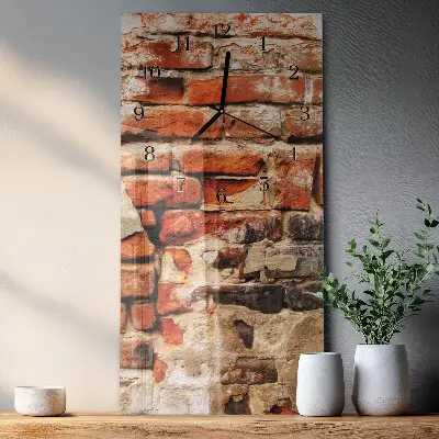 Stačiakampio stiklo laikrodis Plytų siena