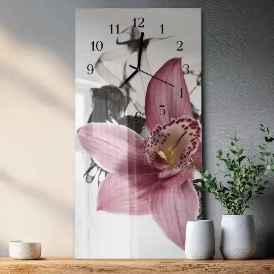 Stačiakampio stiklo laikrodis Orchidėja