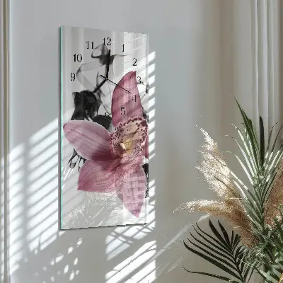 Stačiakampio stiklo laikrodis Orchidėja