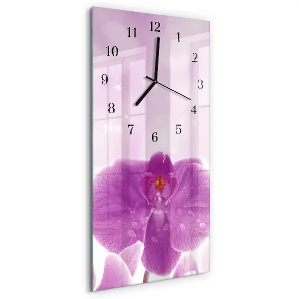Stačiakampio stiklo laikrodis Orchidėja