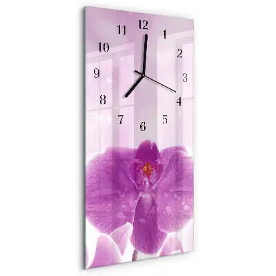 Stačiakampio stiklo laikrodis Orchidėja