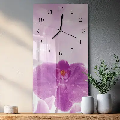 Stačiakampio stiklo laikrodis Orchidėja