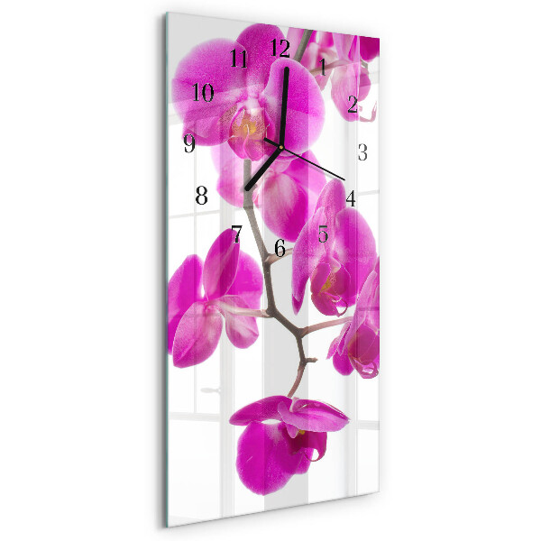 Stačiakampio stiklo laikrodis Orchidėjos