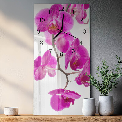 Stačiakampio stiklo laikrodis Orchidėjos