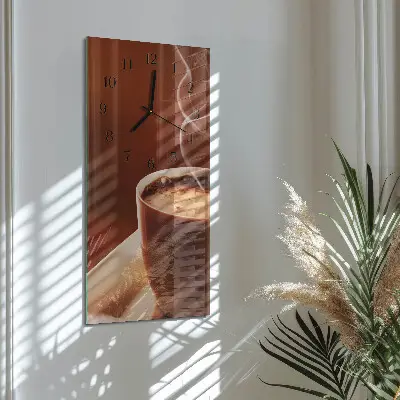 Stačiakampio stiklo laikrodis Kava