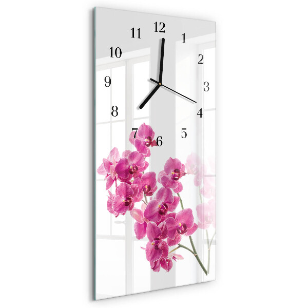 Stačiakampio stiklo laikrodis Orchidėjos