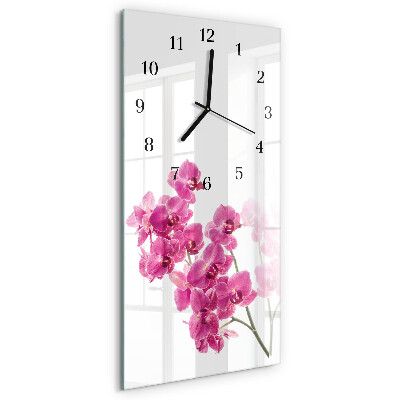 Stačiakampio stiklo laikrodis Orchidėjos
