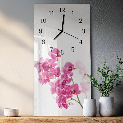 Stačiakampio stiklo laikrodis Orchidėjos