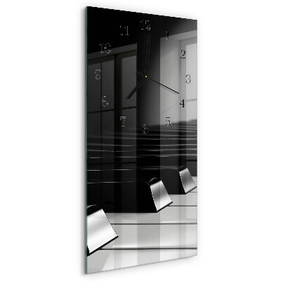 Stačiakampio stiklo laikrodis Fortepijono klavišai