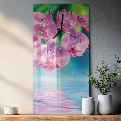 Stačiakampio stiklo laikrodis Orchidėjos