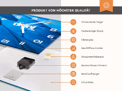 Horizontalus stačiakampio stiklo laikrodis Medinės lentos